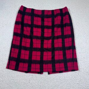 Talbots Wool Buffalo Plaid Red Black Mini Skirt Size 16w Lined Preppy Holiday